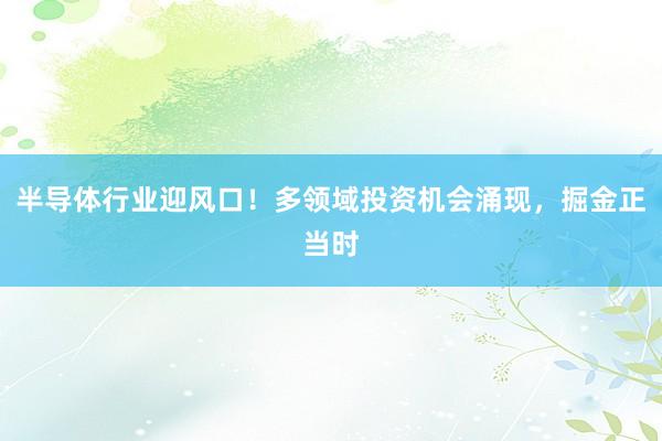 半导体行业迎风口！多领域投资机会涌现，掘金正当时