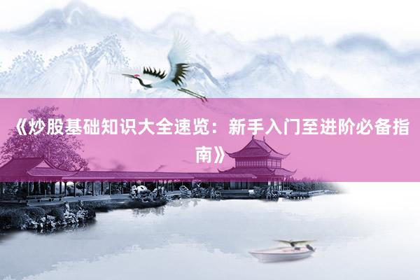 《炒股基础知识大全速览：新手入门至进阶必备指南》