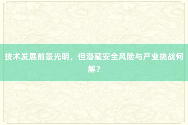 技术发展前景光明，但潜藏安全风险与产业挑战何解？