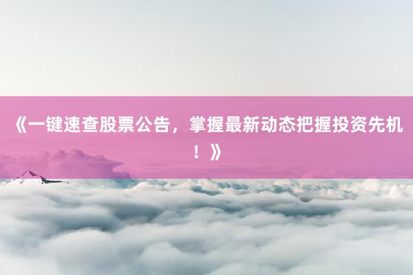 《一键速查股票公告，掌握最新动态把握投资先机！》
