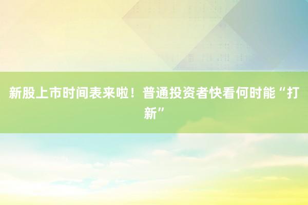 新股上市时间表来啦！普通投资者快看何时能“打新”