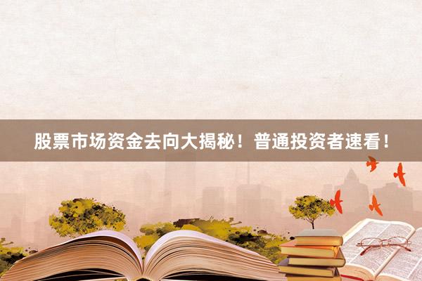 股票市场资金去向大揭秘！普通投资者速看！