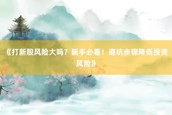 《打新股风险大吗？新手必看！避坑步骤降低投资风险》