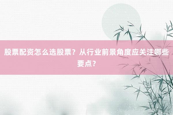 股票配资怎么选股票？从行业前景角度应关注哪些要点？