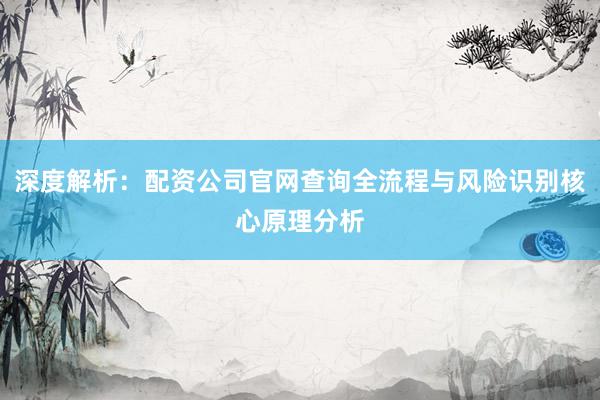 深度解析：配资公司官网查询全流程与风险识别核心原理分析