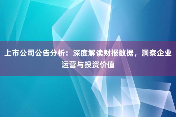 上市公司公告分析：深度解读财报数据，洞察企业运营与投资价值